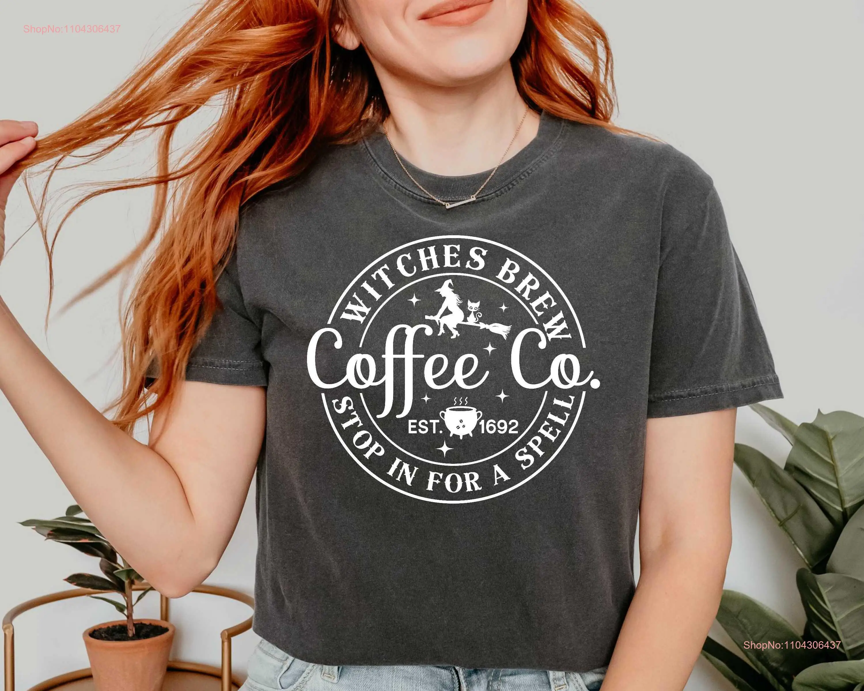 Comfort Colors Witches Brew Coffee Co Halloween shirt Stop In For A Spell Since 1692 Spooky Season T Women's Funny Fall