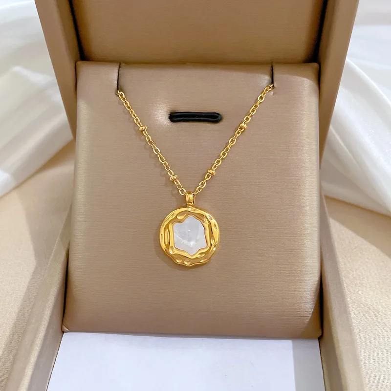 OIMG 316L Stainless Steel Gold Silver Color Fashion Simple Heart Geometric Pendant Necklace For Women Girls No Fading Jewelry
