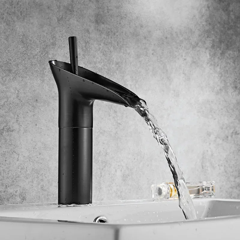 Excellent Single Lever Waterfall Basin Faucet Bathroom Faucet Brass Antique Hot and Cold bathroom Sink Mixer Wine Glass Style Ta