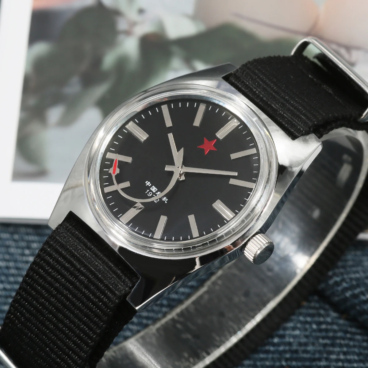 Vitempora Watch Men's Mechanical Watch Acrylic Mirror 36mm Retro Manual Mechanical Movement
