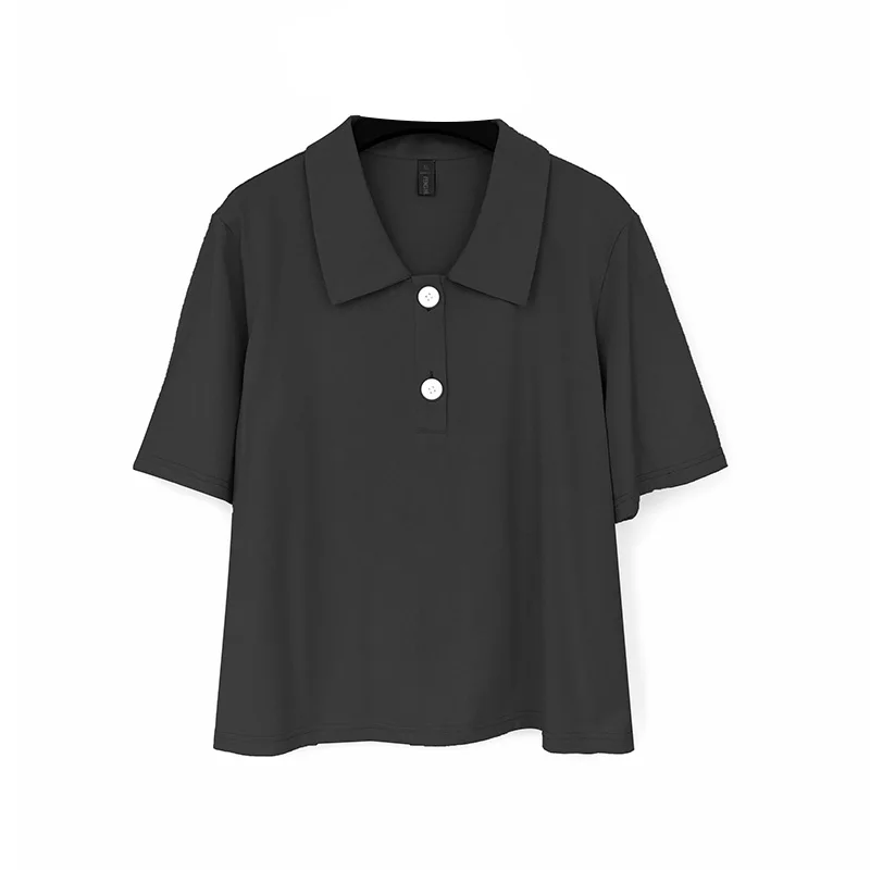 Polo tricoté à manches courtes, grande taille, ventre couvert MM potelé, haut amincissant, viande cachée, t-shirt d'été, 3085