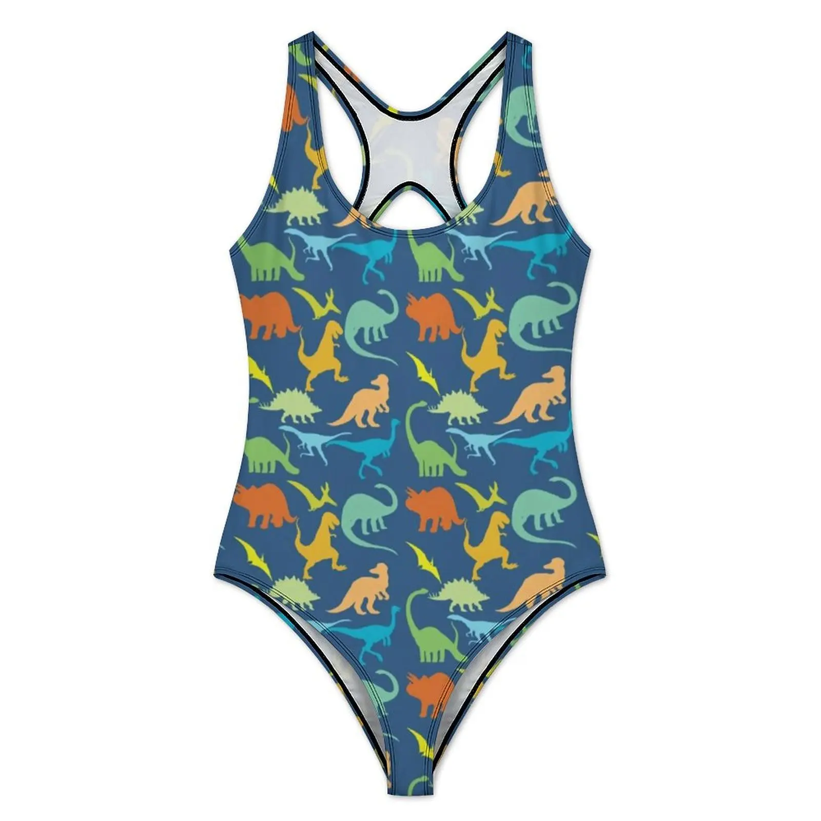 Colorful Dinosaurs Swimsuit Dinosaur Silhouette One-Piece Swimwear Push Up Trend Bathing Suit Sexy Holiday Rave Beach Wear