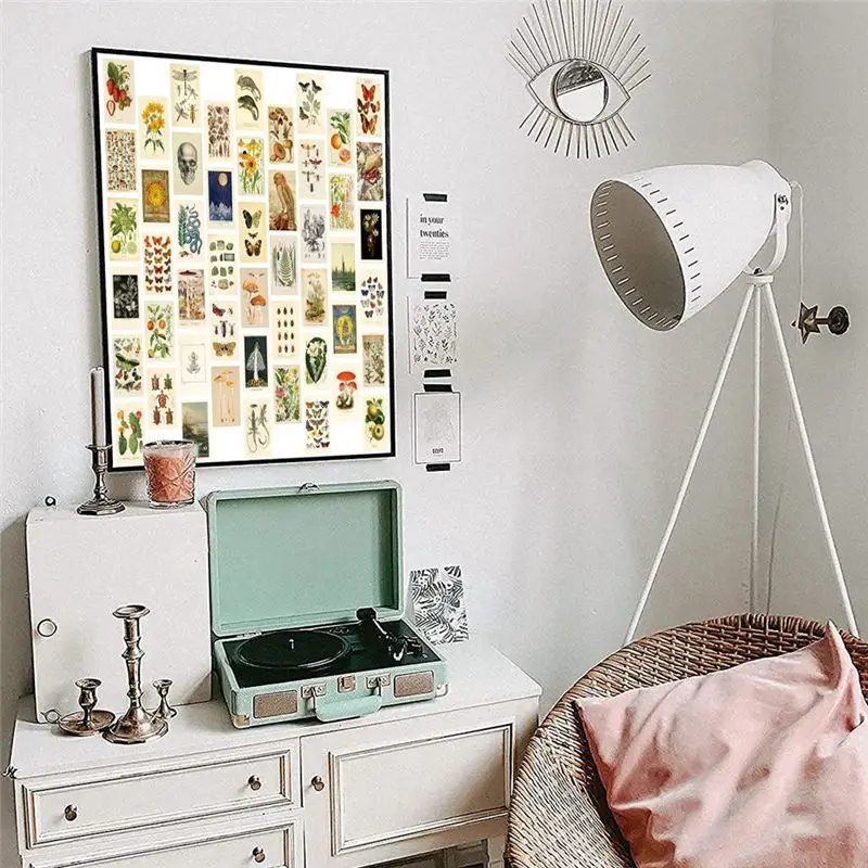 ABFW Vintage Aesthetic Wall Collage Kit - 50 Mini Botanical Collage Art Posters (4X6Inch), for Trendy Photo Wall