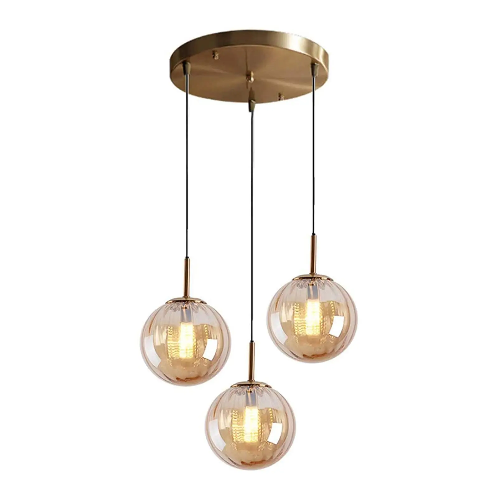 

Pendant Lamp 3 Head Glass Globe Ceiling Pendant Lamp Dining Light Retro Hanging Lamp for Kitchen Living Room Bedroom Loft Home