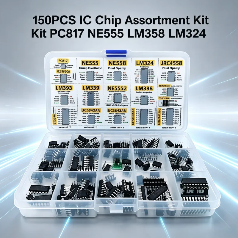 150PCS IC Chip Assortment Kit Operational Amplifier Oscillator PC817 NE555 LM358 LM324 Mixed Electronic Integrated Circuit Compo