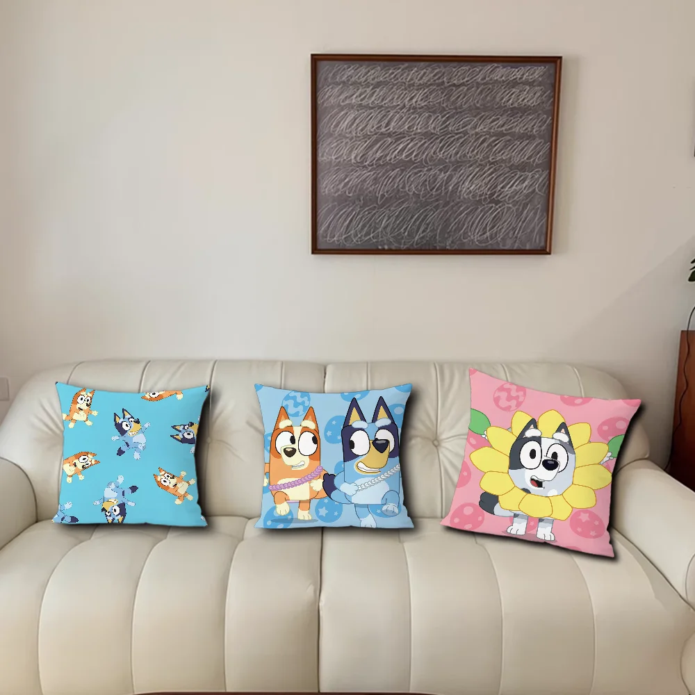 cushion cover Pillow Case Room Bedroom Dog Sofa Cat Living Cartoon Backrest Car B-BlueyS Square Headboard