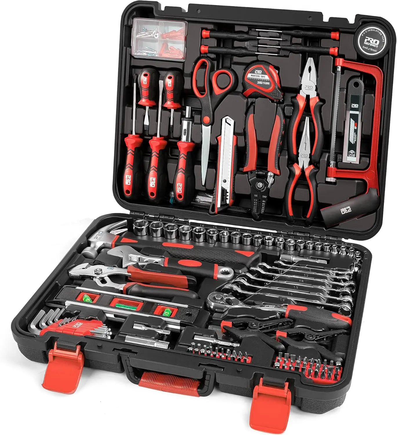 

259-Piece Tool Kit General Household Hand Tool Set with Plastic Storage Toolbox Portable Complete Repair Tool Box for Home and C