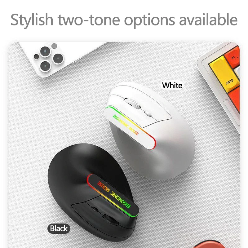 Warvank VM1 Bass Button Vertical Gaming Wireless Mouse Ergonomic RGB Lighting TYPE-C Charging Bluetooth Office Mouse