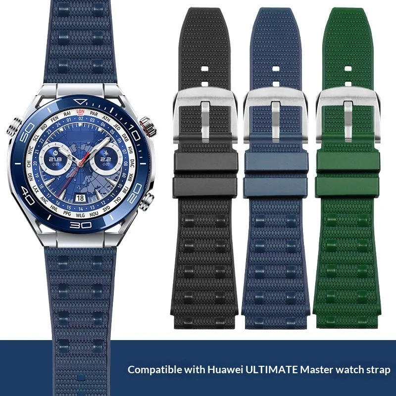 

Fluorine rubber watch strap for HUAWEI WATCH Ultimate Smart Watchband watch gt5/4/3/2Pro Replace Wristbands 22MM blue green belt