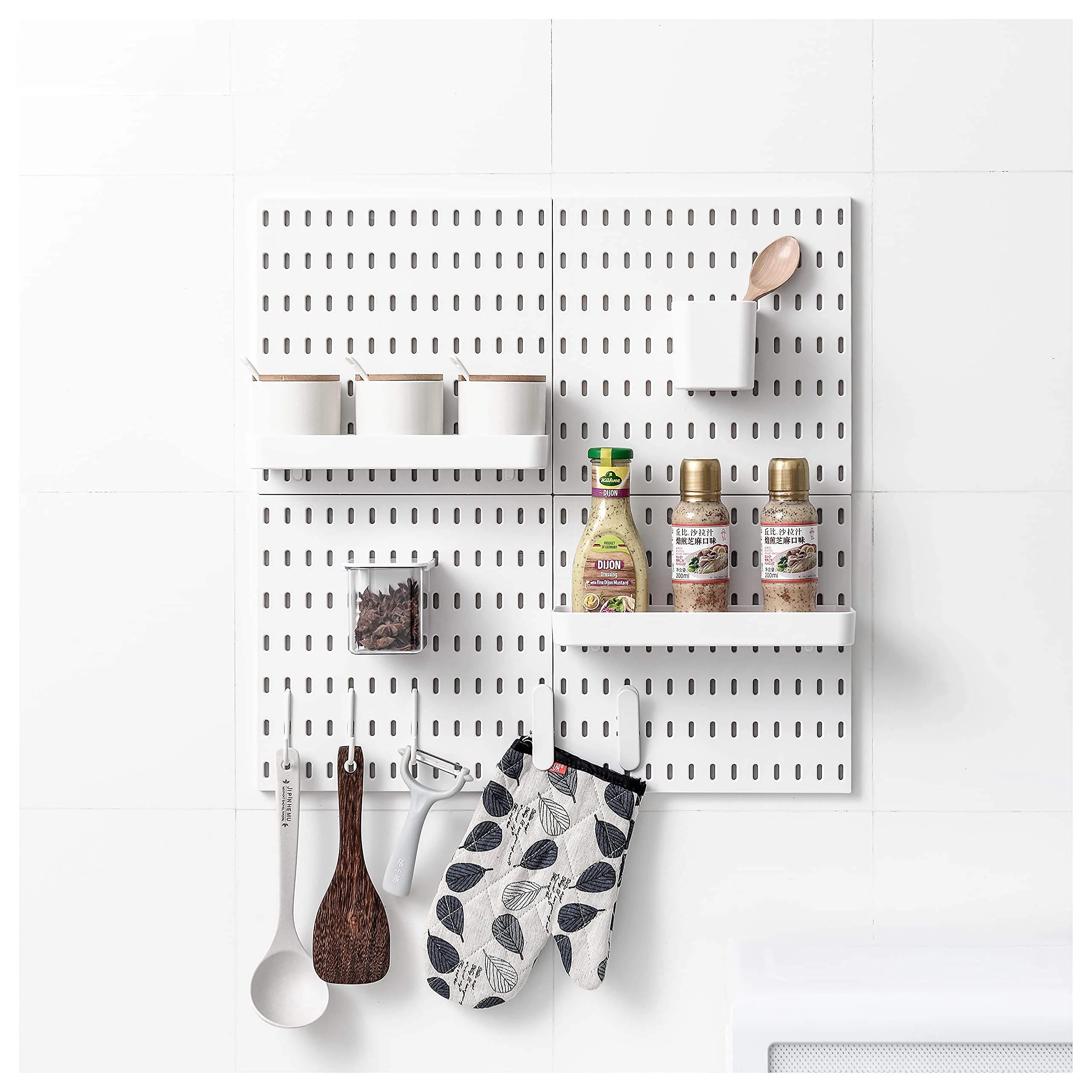 Kit combinato Pegboard con 13 accessori da appendere modulari per organizer da parete, asilo nido, organizzazione artigianale