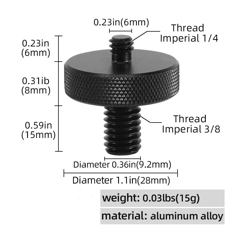 1/4 to 3/8 Inch Screw Aluminum Alloy Stability Camera Conversion Screw Tripod Quick Release Plate Screw Adapter Mount