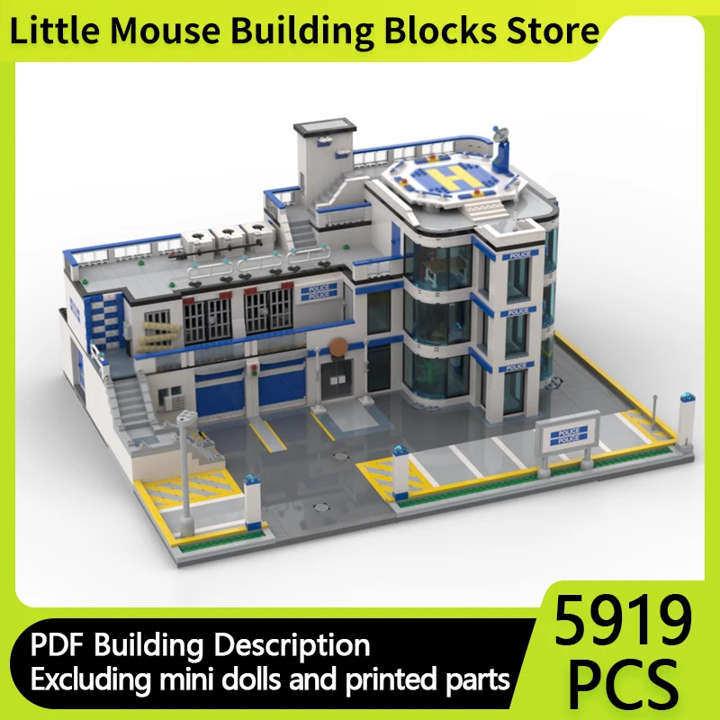 

City Street View Model MOC Building Bricks Undercover Police Station Modular Technology Gifts Holiday Assemble Children Toy Suit