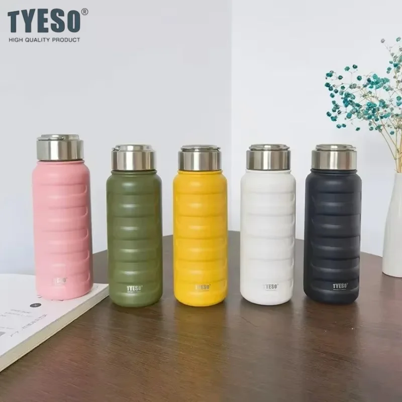 Tyeso Thermos bouteilles d'eau Double paroi en acier inoxydable flacon à vide tasse grande capacité en plein air Fitness sport boissons tasses