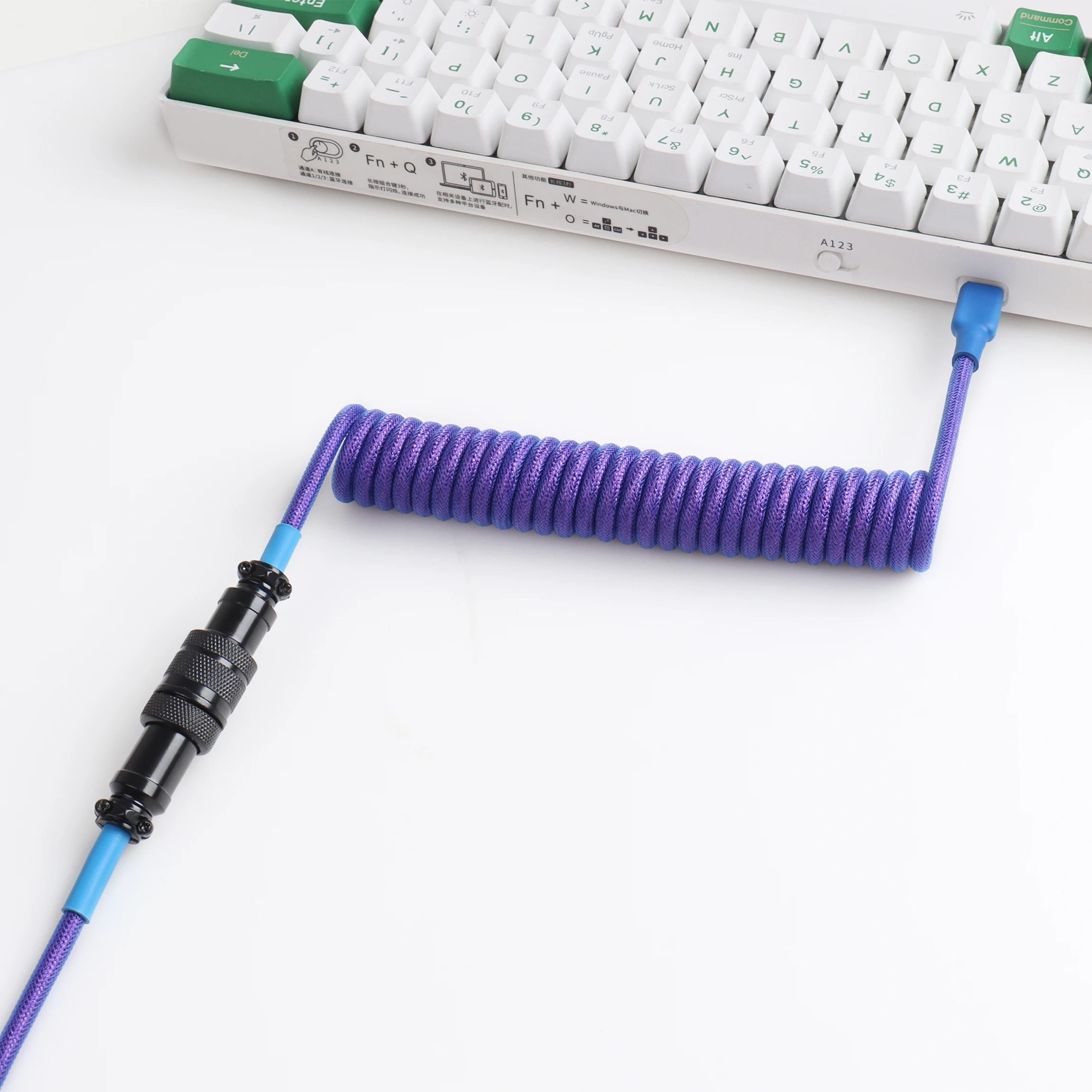 LANO-Cable en espiral tipo C para teclado mecánico, Cable de datos de 1,5 metros, conector aviador Wite, adecuado para la combinación de accesorios