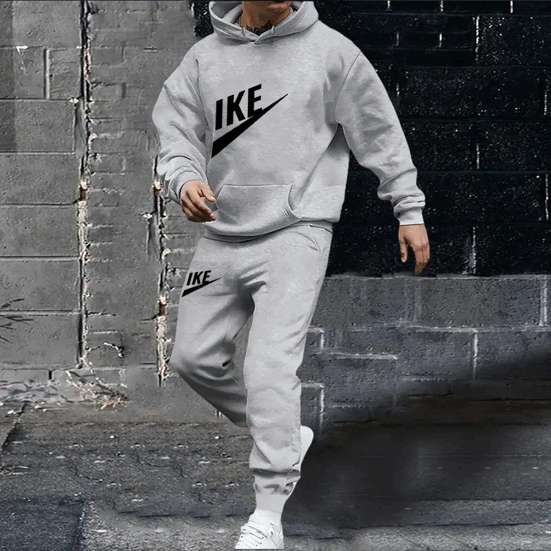 Men's clothing autumn and winter hoodie + pants hip hop two-piece fashion slim fitness jogging casual sportswear suit