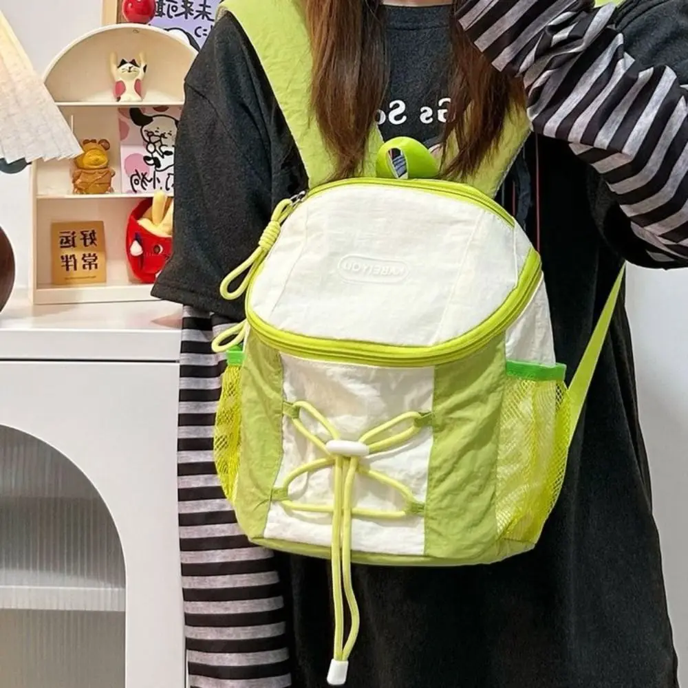 

Patchwork Drawstring Backpack Y2k Korean Style Student Schoolbag Large Capacity Contrast Color Women Harajuku Backpack Hiking