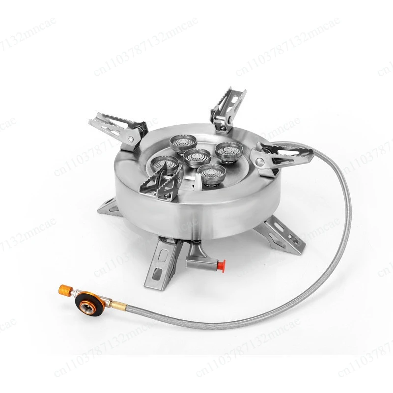 Outdoor star flame multi head split type gas stove for hot frying and portable high-altitude camping