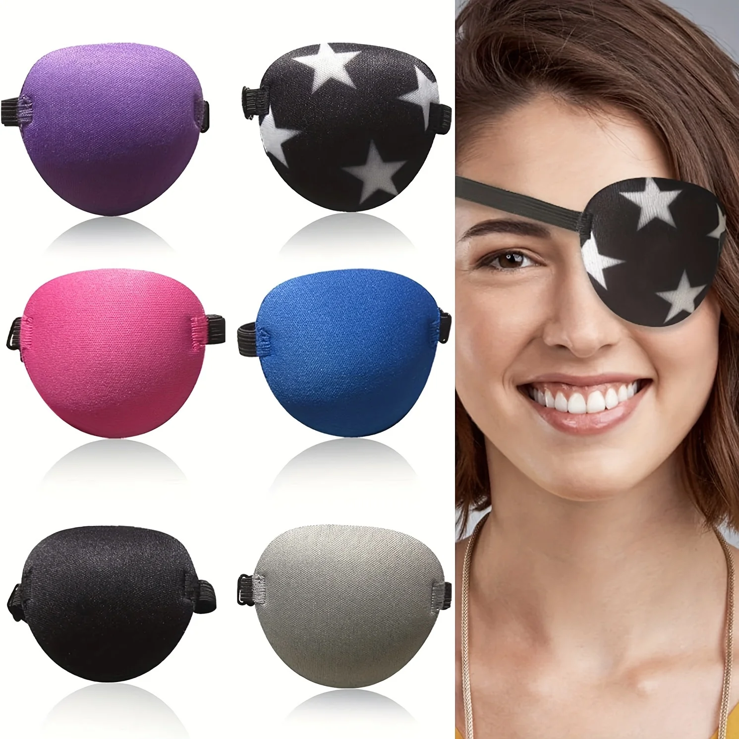 1PC/6pcs Eye Patch, Adjustable Soft Eye Patches Medical Eyepatch, Amblyopia Lazy Eye Patches for Left or Right Eyes, 6 Colors