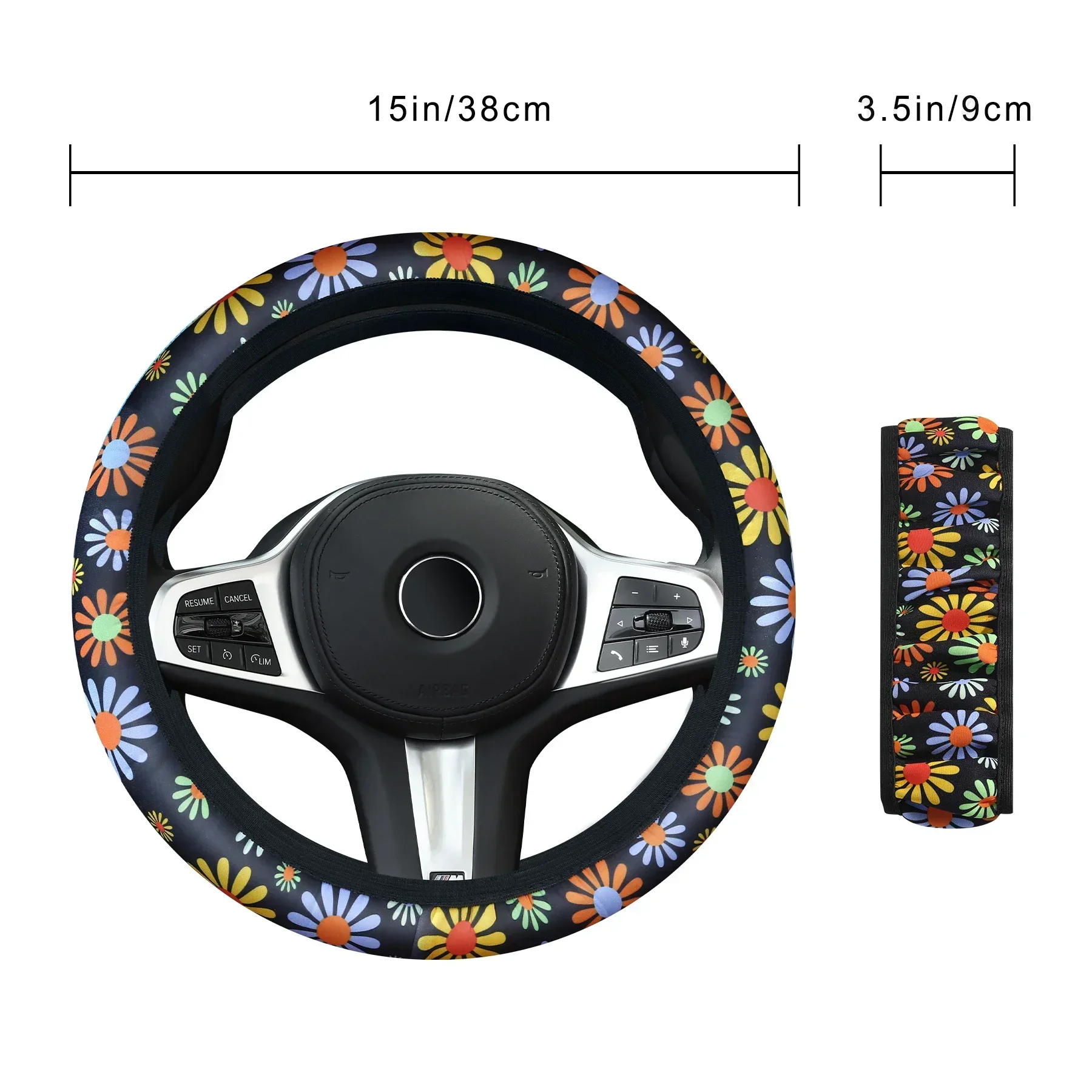 NEW Vintage Flower Cute Steering Wheel Cover Universal 15 Inch Car Accessories Protector for Women Men Girls image 6