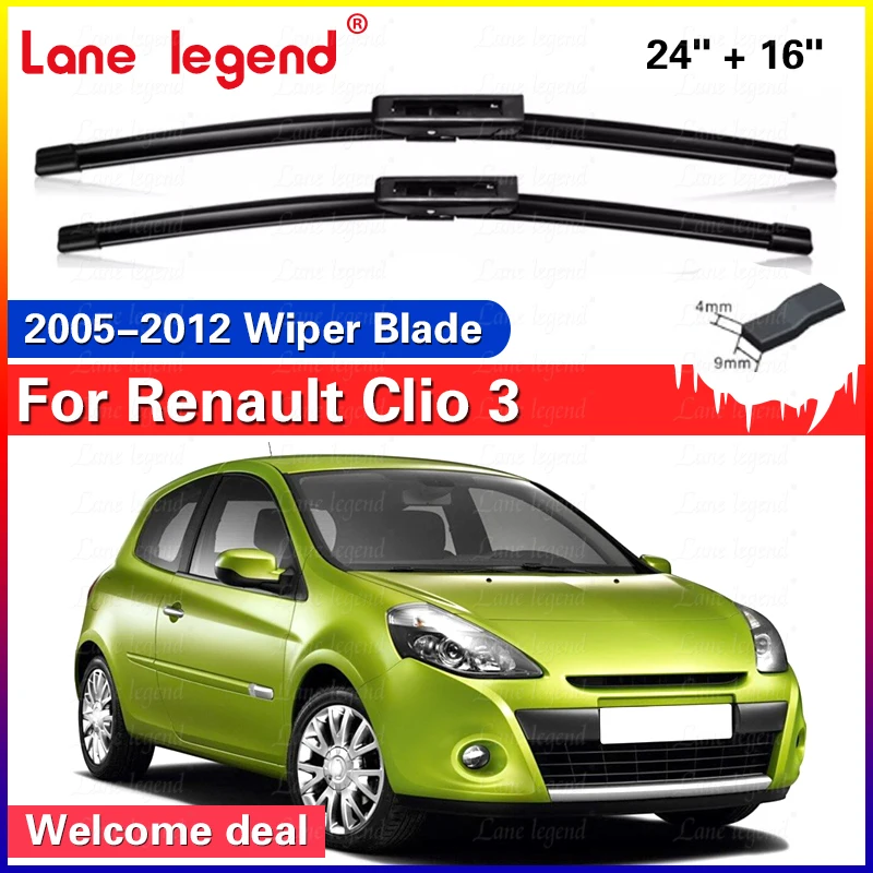 

Front Wiper Blades For Renault Clio 3 III Hatchback 2005-2012 2007 2010 2011 24"+16" Windscreen Windshield Window Accessories