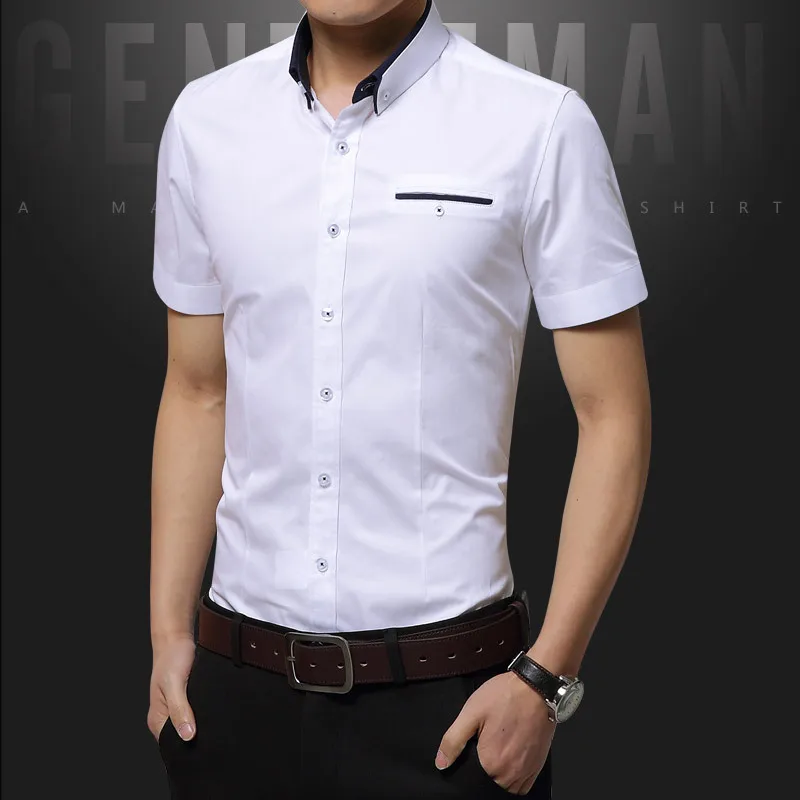 New Arrival Summer Casual Shirt Men Good Quality Mens Dress Shirts Solid Slim Fit Short Sleeve Men\'s Clothing Asian Size 5XL