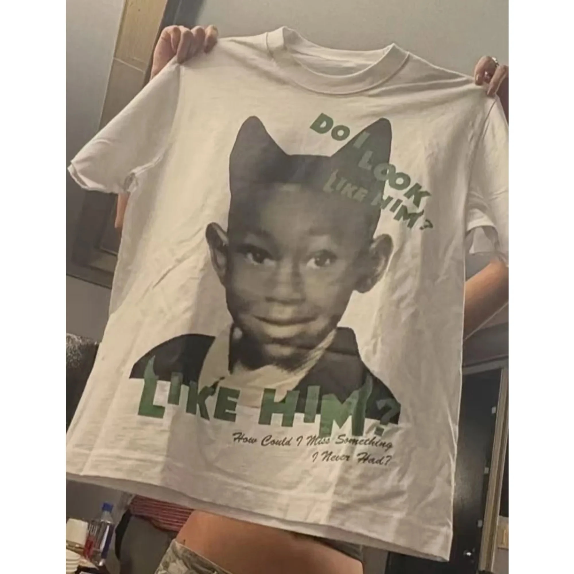 Men Women Retro Figure Portrait Print Bootleg Tees O‑Neck Short Sleeve Street T‑Shirt Hip Hop Vintage Fashion Top