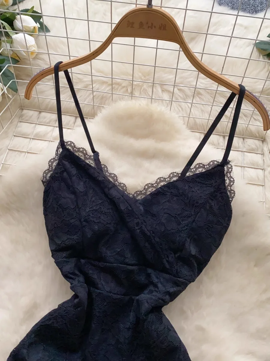 Foamlina Pure Lust Sexy Suspender Strap Dress Muse Fan Tight Skinny Classy Chic Fashion White Black Split Bodycon Lace Dresses