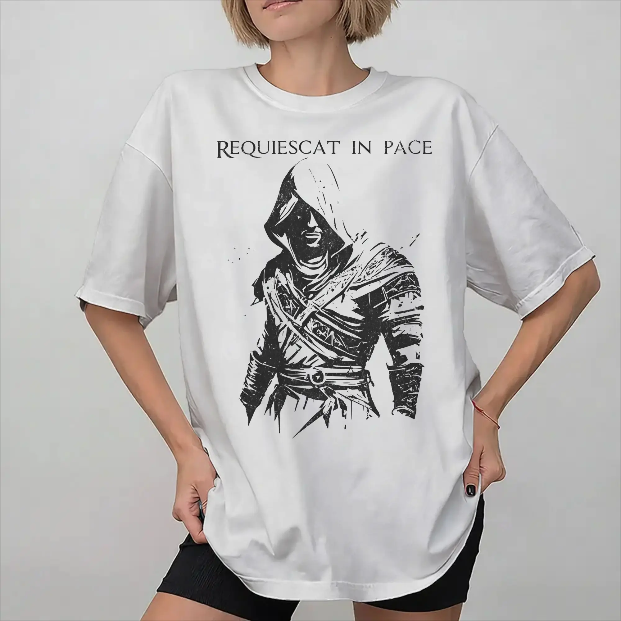 Assassines Creed Requiescat In Pace  Printed T Shirt Men Women  Pure Cotton  Tee Shirt Clothing