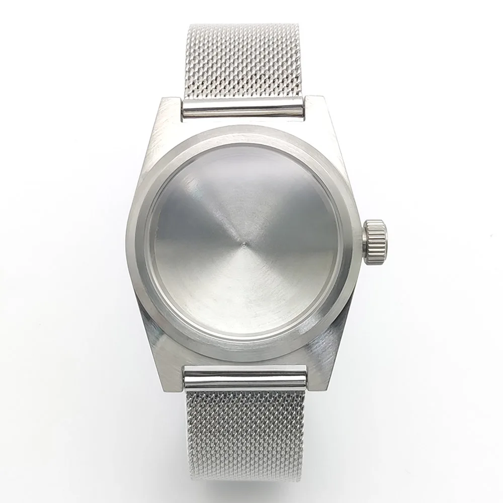 

For Men's 28.5mm Dial 38MM Water Resistant Brushed Stainless Steel Diving Case Kit Sapphire Glass for NH35 NH36 Movement