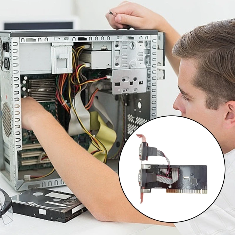 

2 Port PCI to COM 9 Pin Serial Port RS232 Expand Card Adapter Fast Speed Data Transfer for Industrial Automation H8WD