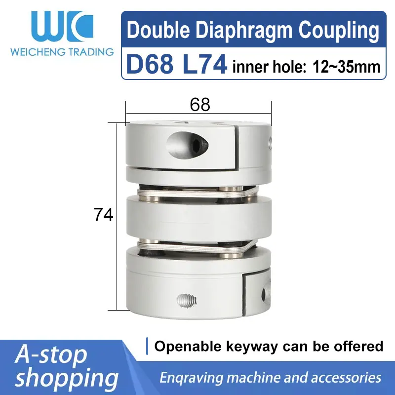 1PC Flexible Diaphragm Coupling D68L74 bore 12/14/15/16/17/18/19/20/22/24/25/28/30/32/35mm Shaft Coupling Stepper Motor Coupler