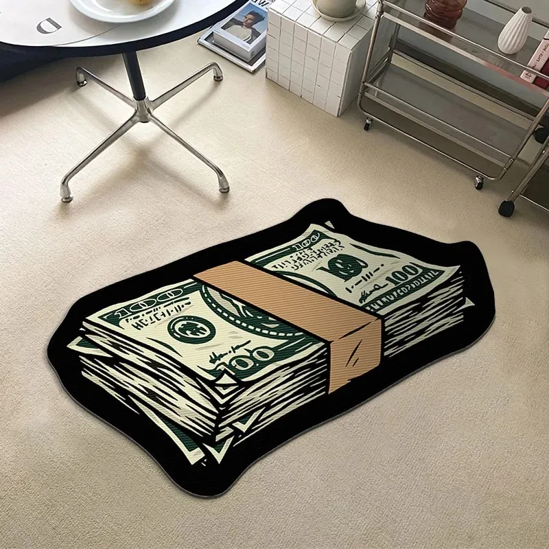 VIKAMA Trendige Bodenmatte mit US-Dollar-Aufdruck, einzigartiger, personalisierter, rutschfester Teppich für die Dekoration von Wohnzimmer und Schlafzimmer zu Hause – Detail 2