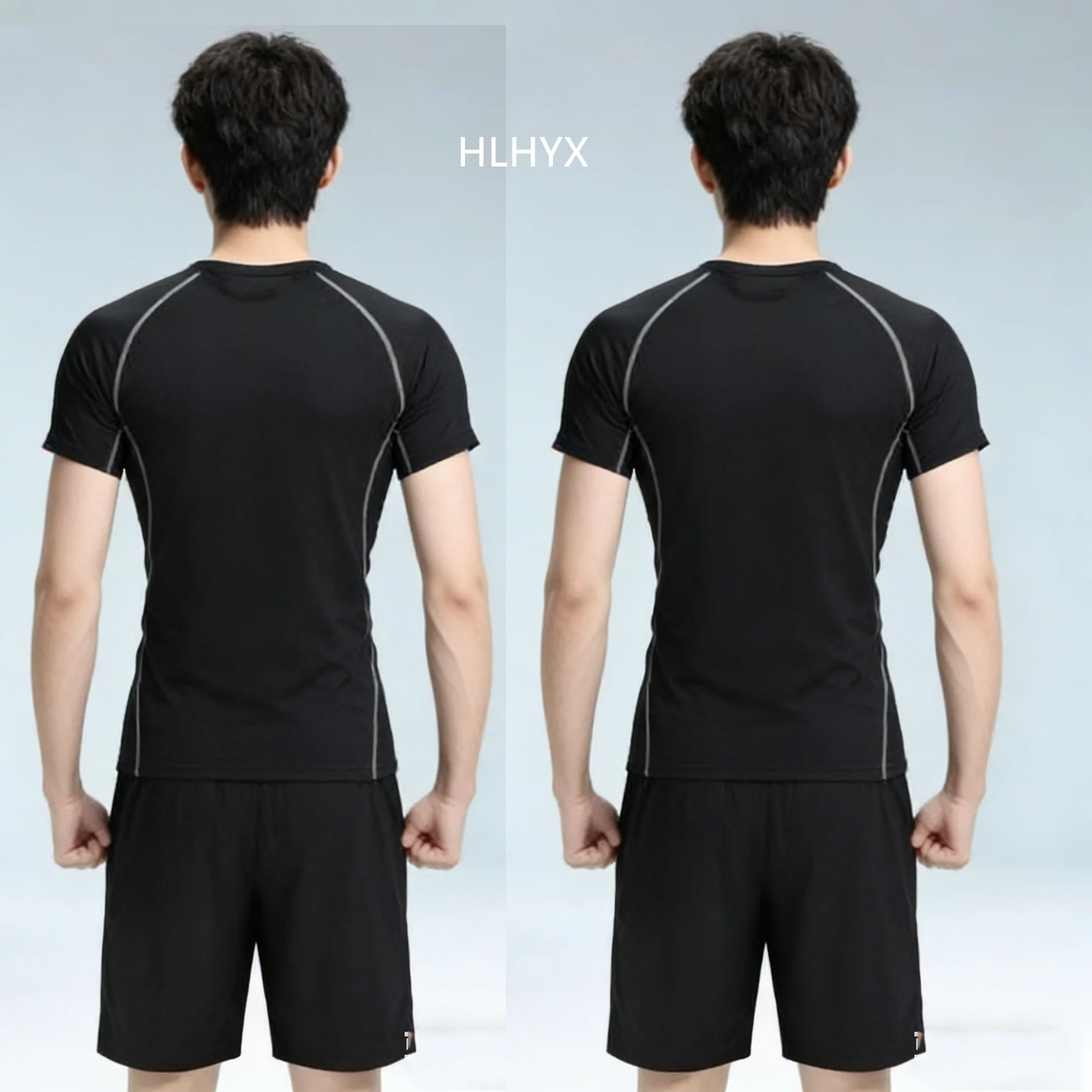 

HLHYX Men's Workout Sets 2-Piece Quick Dry & Breathable, Gym Running Sports Outfit Short Sleeve with Shorts, Activewear Training