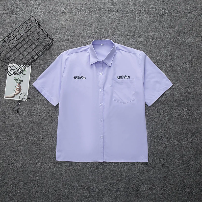 

Универсальная фиолетовая укороченная рубашка нового дизайна: модный топ для мужчин и женщин, студентов, школьная форма, повседневная одежда