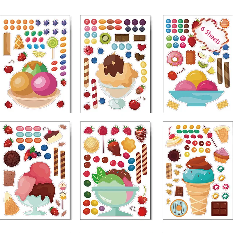 6 Sheets Farm Animals Assembled Sticker Set for Kids