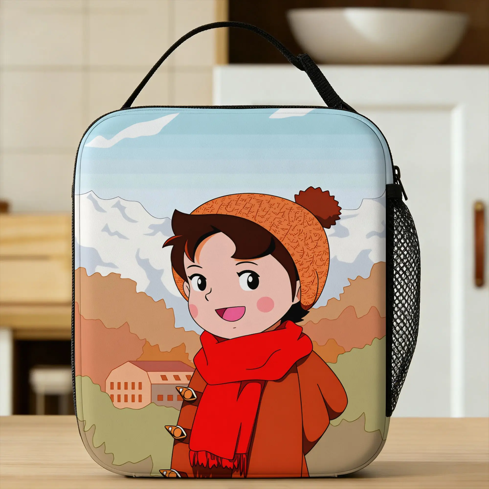 Happy Heidi Lunch Bag  Cute Lunch Box Office Portable Thermal Tote Handbags For Girls Oxford Graphic Cooler Bag
