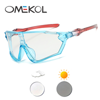 OMEKOL Brand UV400 Safety Goggles Photochromic Cycling Glasses Men Women Bike Bicycle MTB Eyewear Outdoor Sport Sunglasses