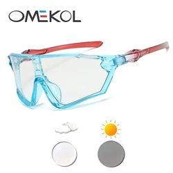 OMEKOL Brand UV400 Safety Goggles Photochromic Cycling Glasses Men Women Bike Bicycle MTB Eyewear Outdoor Sport Sunglasses