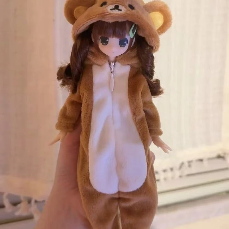 1/6 Doll's Clothes for Azone/ob22/ob24/Blyth Doll Bear Jumpsuit Dress Up Toys Play House Gift Fashion Doll Accessories, No Doll