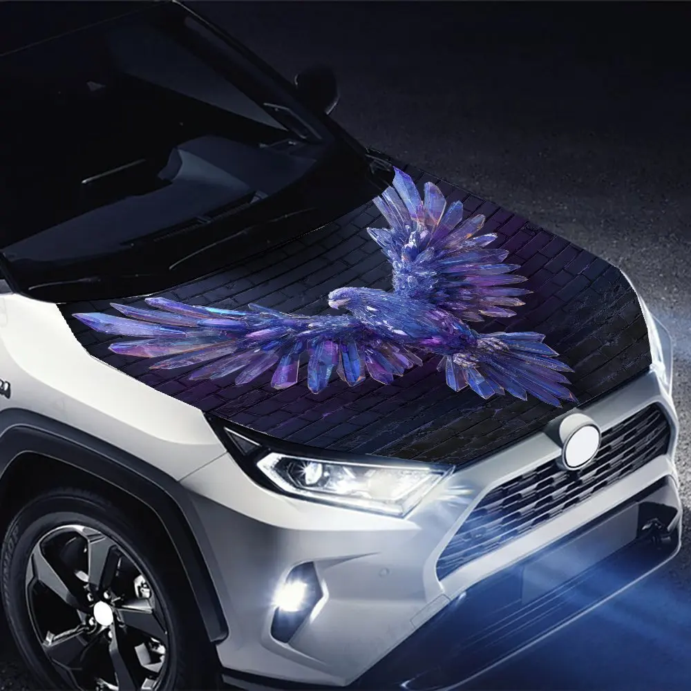 ملصق غطاء محرك السيارة على شكل نسر كريستالي رائع - ملصق لف فينيل PVC متين لمعظم المركبات، هدية مثالية لعشاق السيارات، فيسوا جريئة