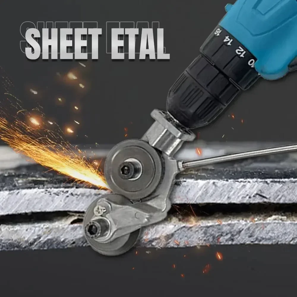 Electric Drill Plate Cutter, Upgraded Double Headed Nibbler Drill, Metal Sheet Cutter Tool, Punch Scissors Pro Cutting Tools
