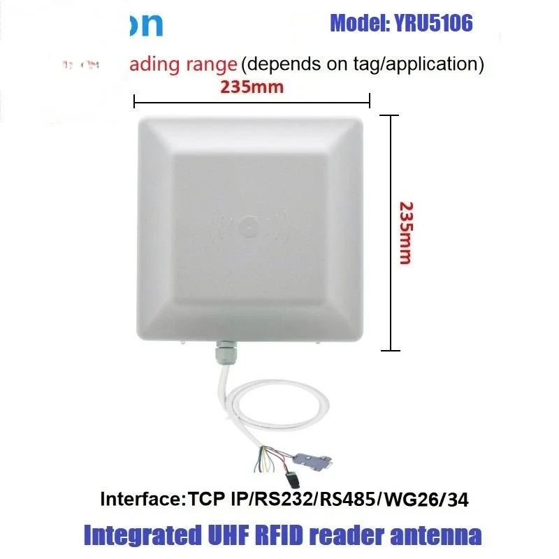 Hot Saleslong Range 1-6m UHF RFID Integrated Reader WG26/34 RS232 EPC GEN2 Build In 8dbi Antenna Used For Parking Access Control