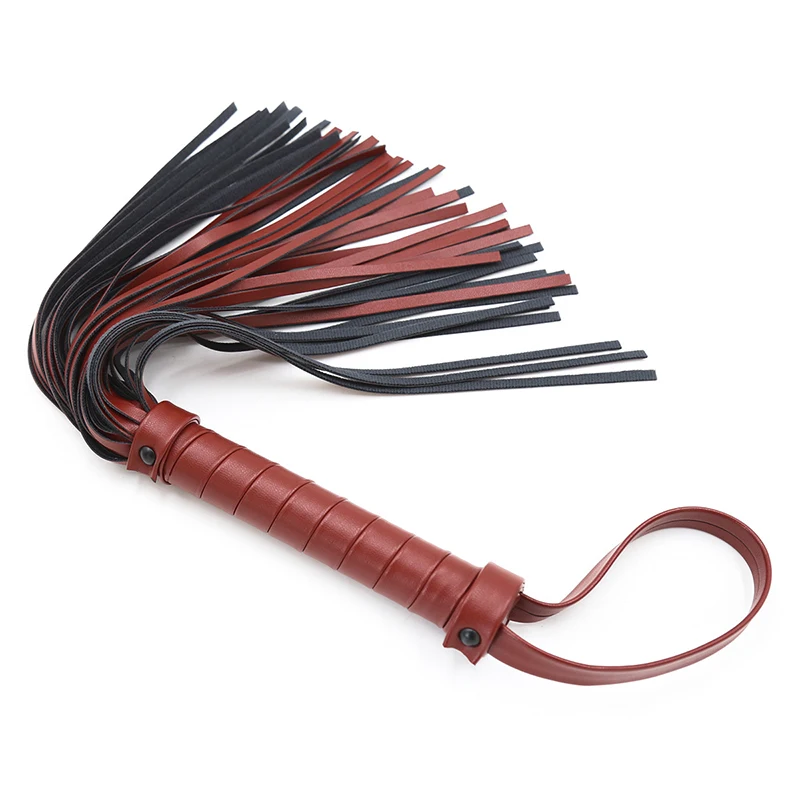 39.5cm Wine Red Leather Handle Small Horsewhip Riding Crop Flogger Paddle Slapper Horse Training Dressage Whips