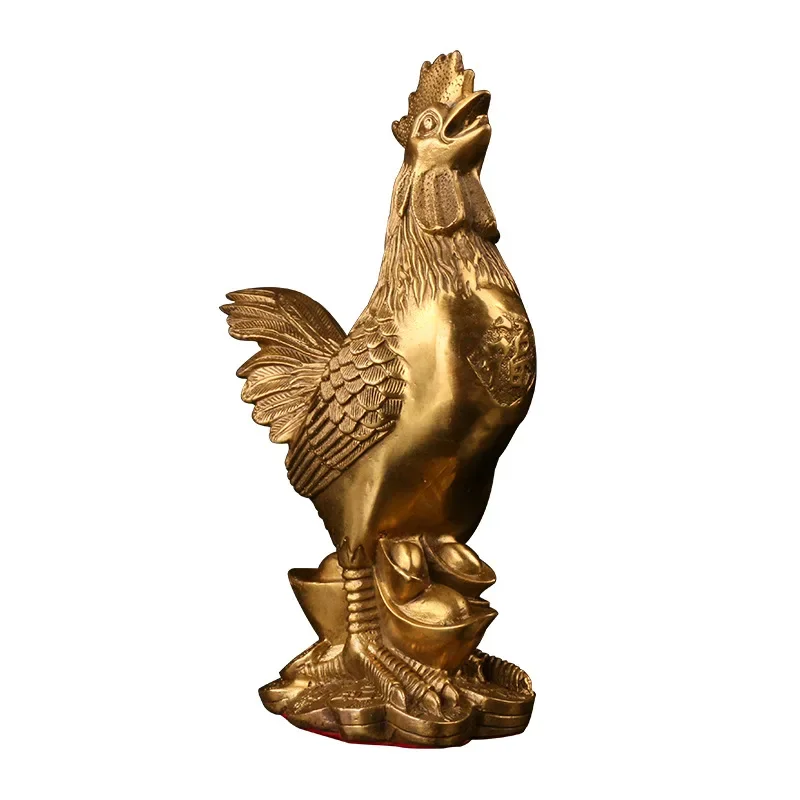 

Brass Rooster Cock Figurine Statue Chinese Lucky Fengshui Ornament for Home Office Store Desktop Decoration Handmade Crafts