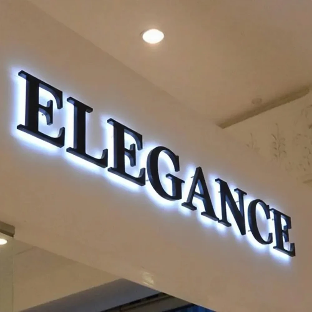 Custom Illuminated 3D Backlit Business Logo Sign Metal Acrylic Wall Sign for Office Shop Trade Show Outdoor Signs