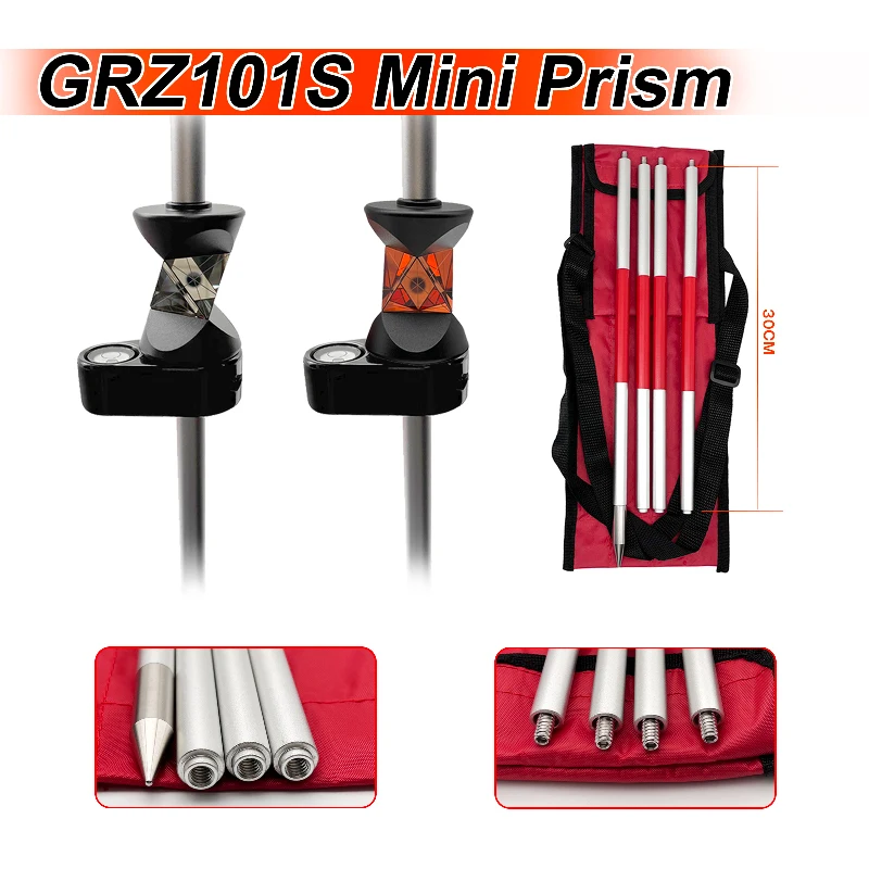 

Copper/Silver Mini 360 Degree Prism for Total Station Replace GRZ101S Mini Prism Survey + 4 Poles With Soft Bag + 25mm A Bubble