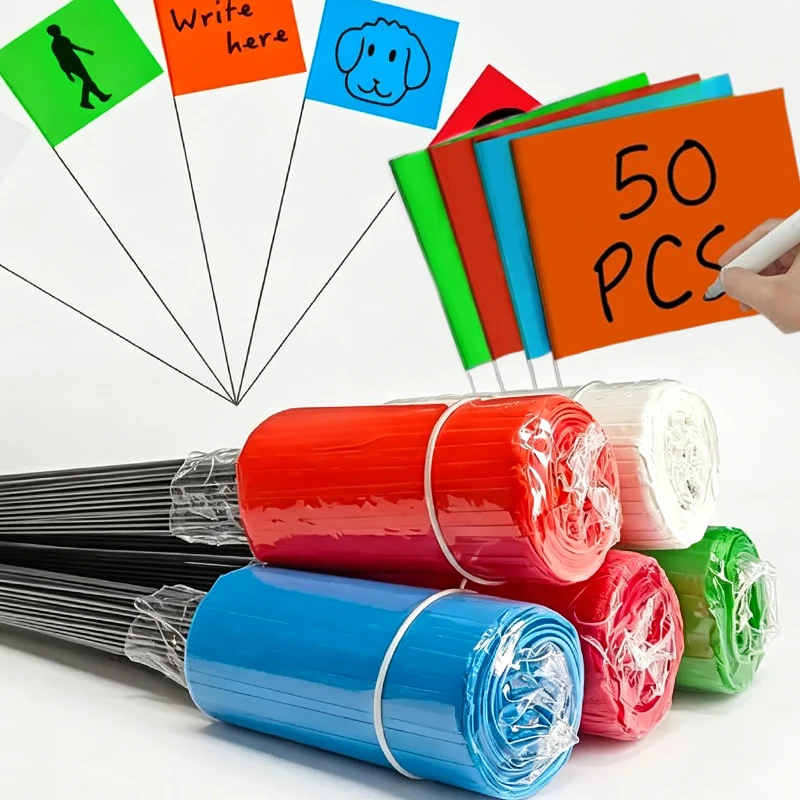 10/50Pcs Marking Flags Lawn Landmark Waterproof Non-Fading PVC Flag for Route Positioning Pet Training Construction Site Layout