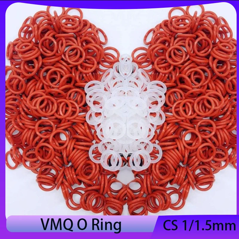 

White Red VMQ Silicone O Ring Gasket CS1/1.5mm OD 5mm ~ 80mm Waterproof Washer Round O Shape Silicone Rubber Seal Ring 50pcs