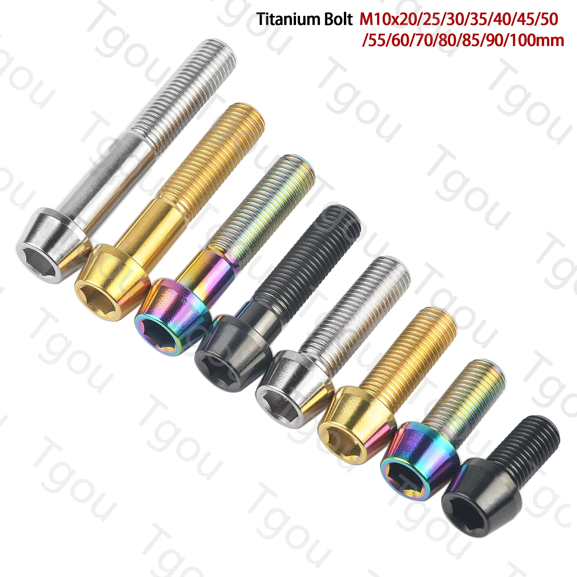 Tgou Titanium Bolt  M10x20 ~100mm Pitch1.25/1.5mm Hexagon Head  Parts For Motorcycle Conversion