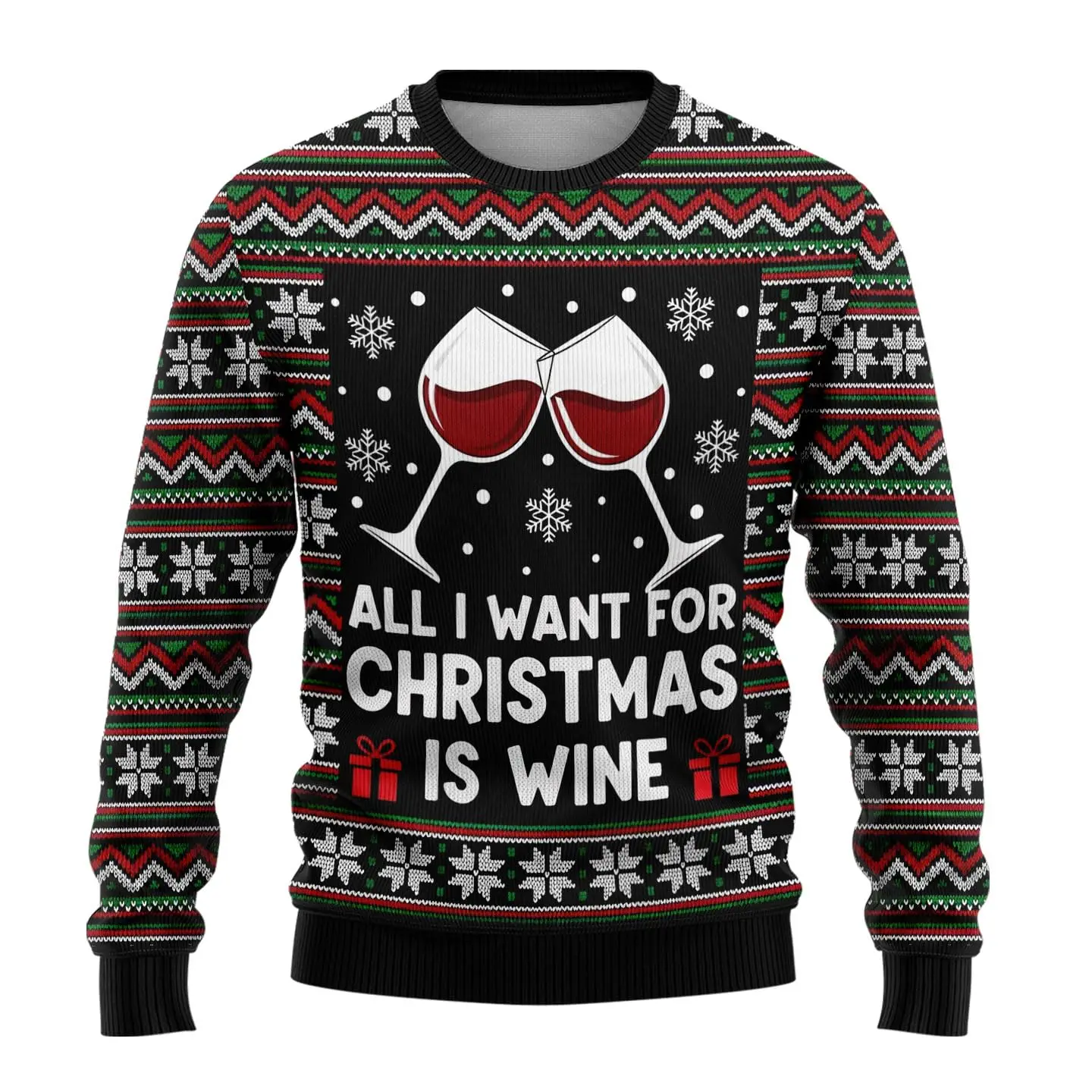 

Wine Ugly Christmas Sweaters for Women - Wine Bottle Unisex Acrylic Spandex Blend Christmas